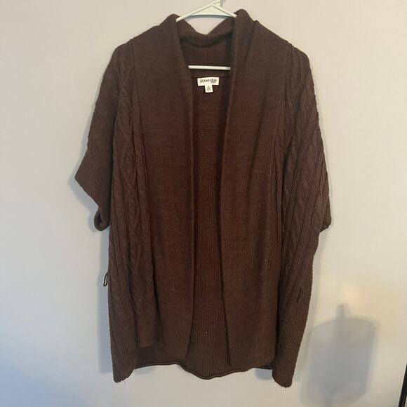 St. John's Bay Brown Cable Knit Open Front Sweater Plus Size 2X - Picture 1 of 10